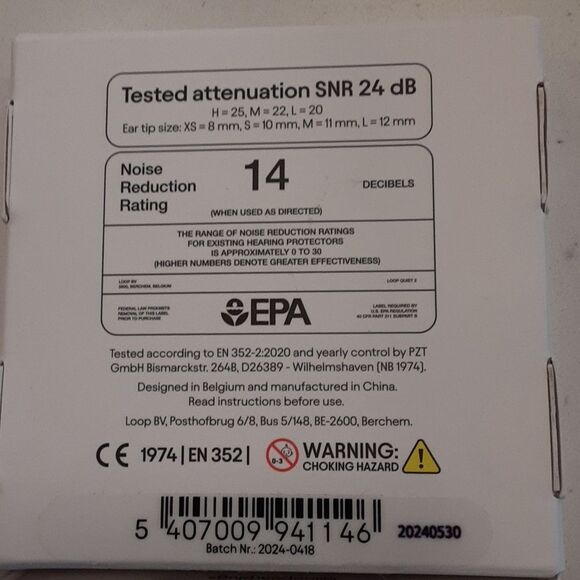 Loop Quiet 2 Earplugs for Noise Reduction, Black, new in unopen box. - Picture 8 of 8